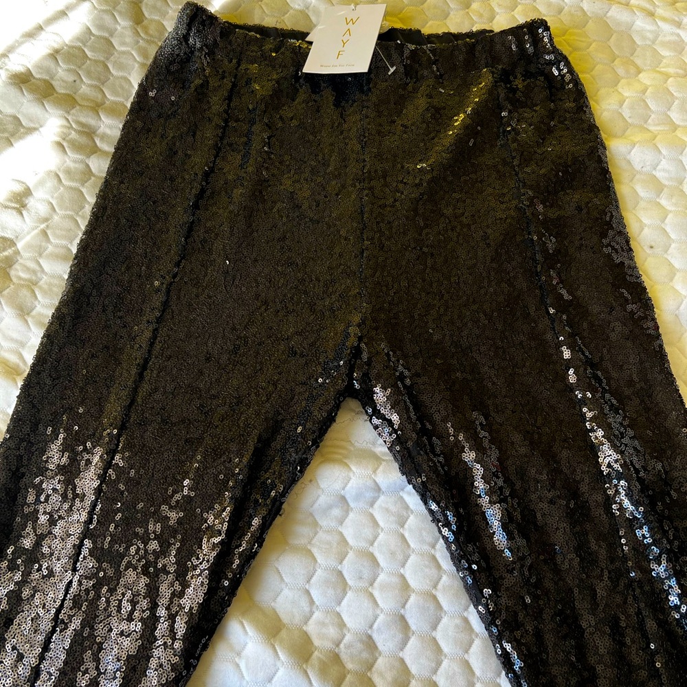 Beautiful black sequin pants NWT